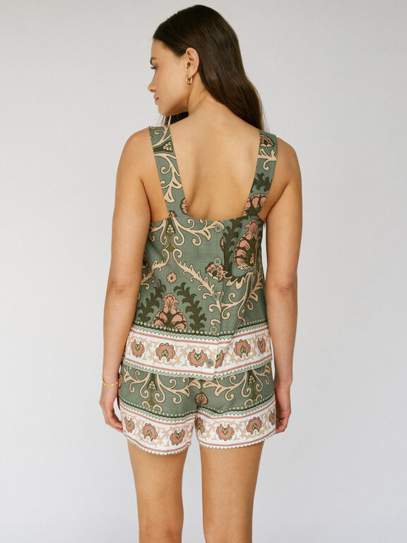 SANCTUARY BUTTON BACK CAMI IN MEZZO SAGE