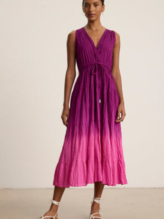 VELVET MARILYN07 OMBRE TIERED DRESS IN FUSCHIA