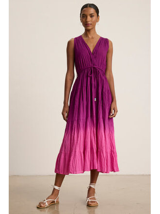VELVET MARILYN07 OMBRE TIERED DRESS IN FUSCHIA