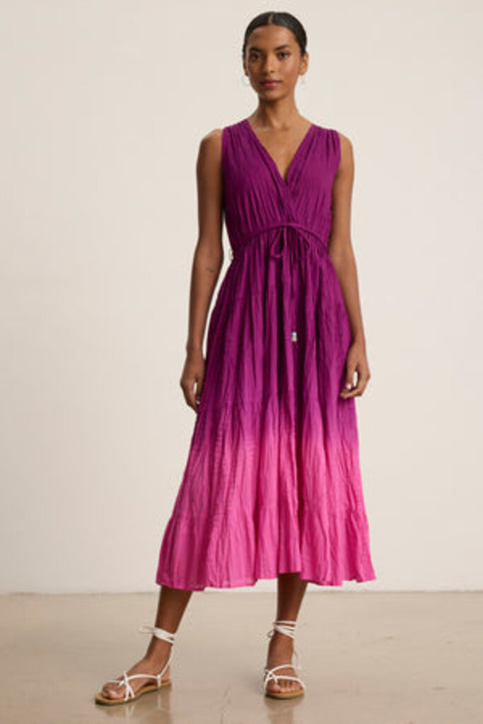 VELVET MARILYN07 OMBRE TIERED DRESS IN FUSCHIA