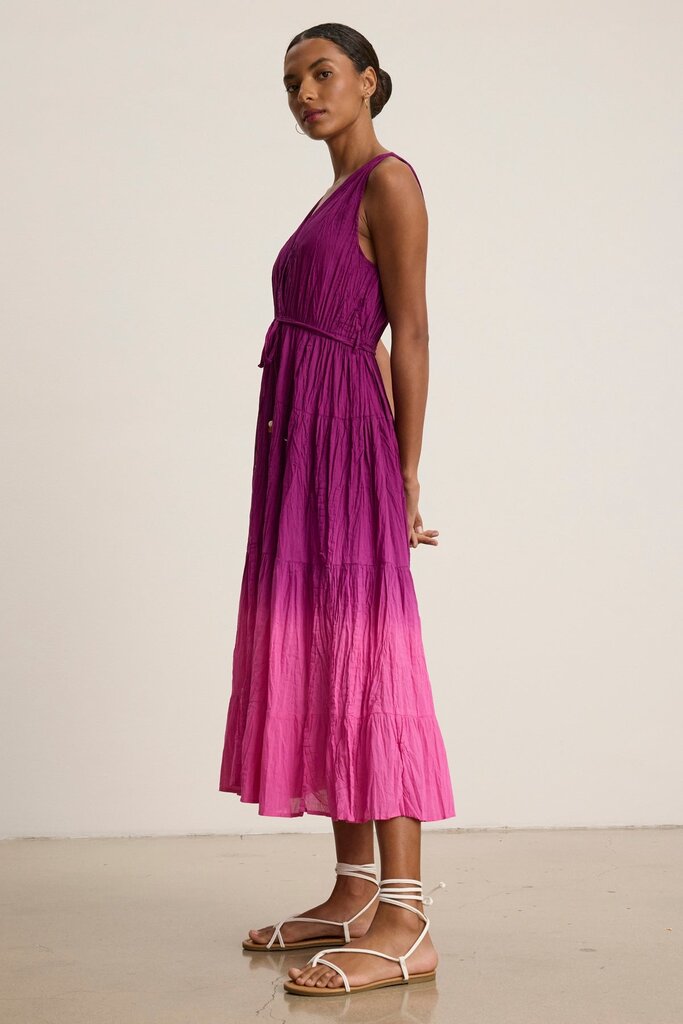 VELVET MARILYN07 OMBRE TIERED DRESS IN FUSCHIA