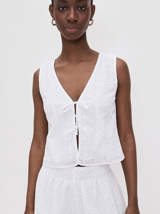 VELVET AVA07 TIE FRONT TOP IN WHITE