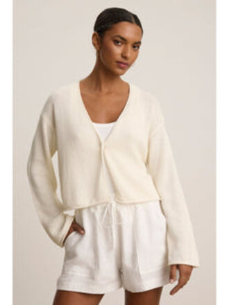 VELVET VERITY07 ONE BUTTON CARDI IN MILK