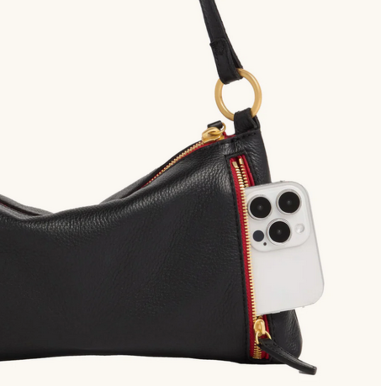 HAMMITT KYLE BLACK/BRUSHED GOLD W/RED ZIPPER