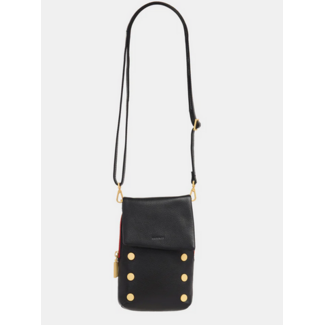 HAMMITT VIP MOBILE BLACK/BRUSHED GOLD W/RED ZIPPER