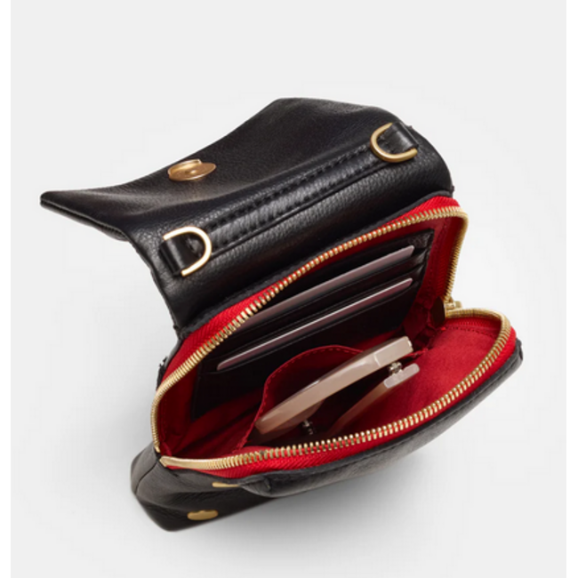 HAMMITT VIP MOBILE BLACK/BRUSHED GOLD W/RED ZIPPER