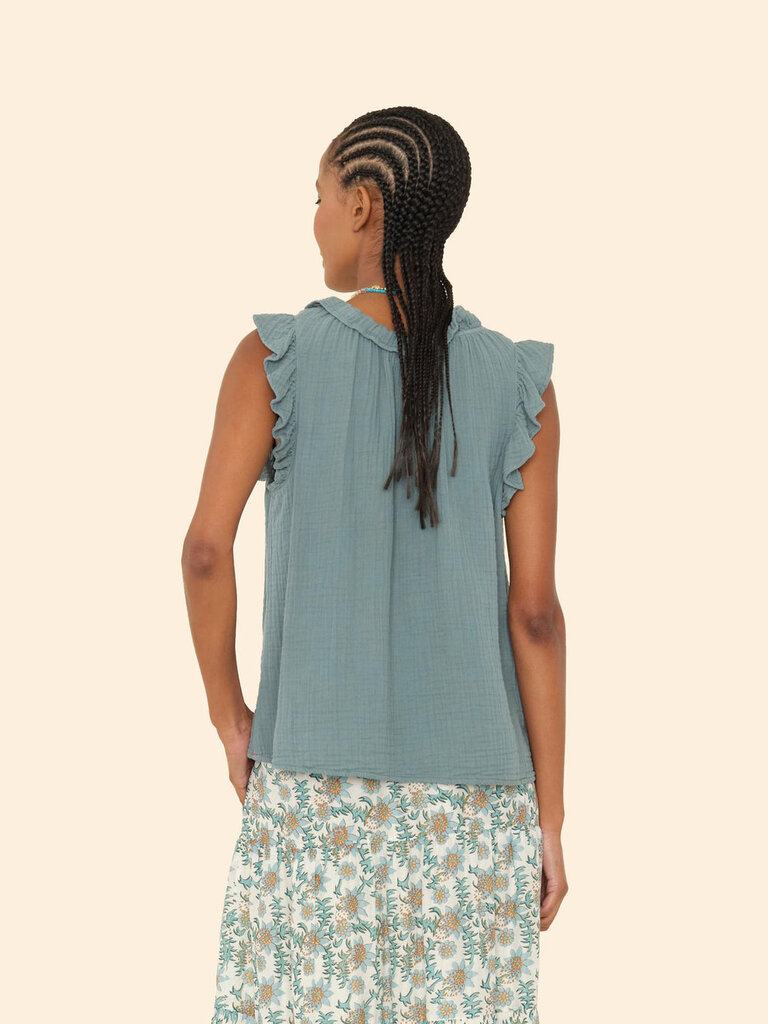 XIRENA BEX GAUZE TOP IN DUSTY SAGE