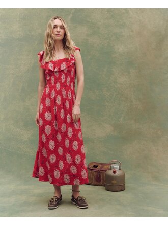 THE GREAT HAVANA DRESS IN TRUE RED DANCING FLORAL