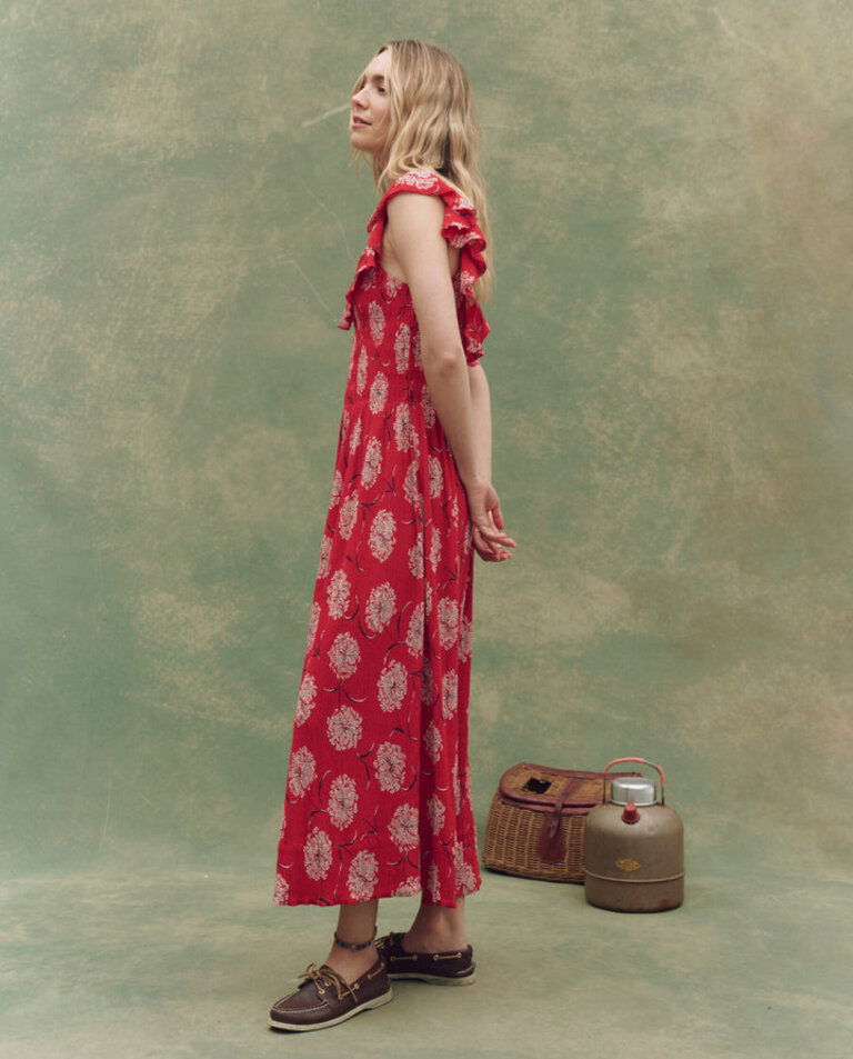 THE GREAT HAVANA DRESS IN TRUE RED DANCING FLORAL
