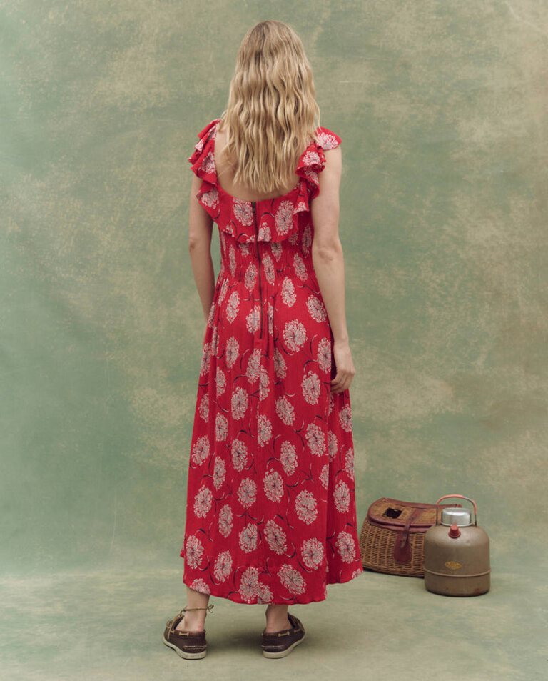 THE GREAT HAVANA DRESS IN TRUE RED DANCING FLORAL