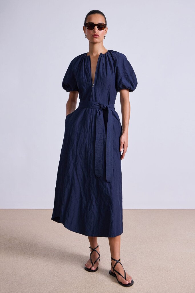 APIECE APART NELI MAXI DRESS IN NAVY