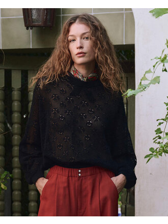 THE GREAT CROCHET PULLOVER SWEATER IN BLACK