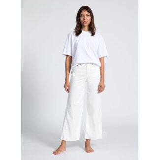 ASKKNY CROP WIDE LEG TWILL IN IVORY