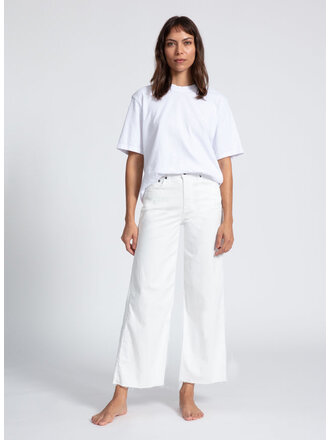 ASKKNY CROP WIDE LEG TWILL IN IVORY