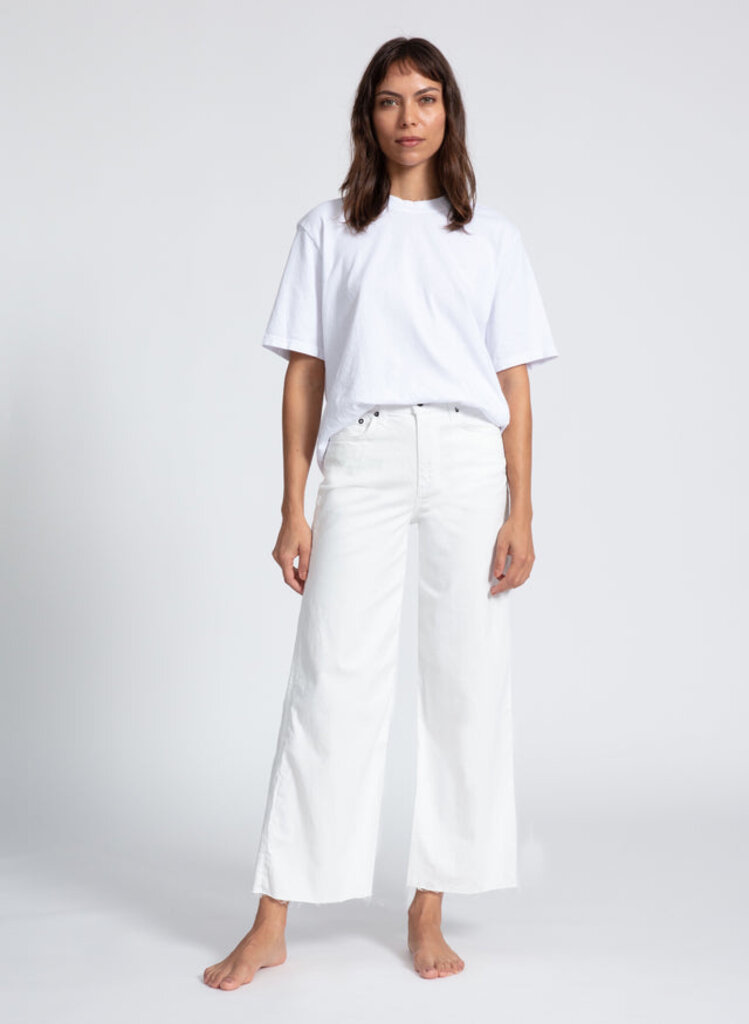 ASKKNY CROP WIDE LEG TWILL IN IVORY