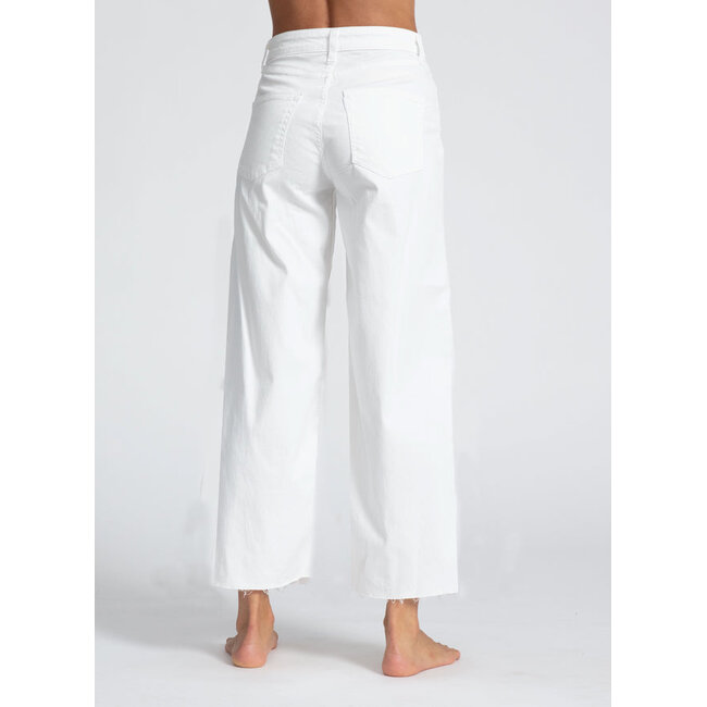 ASKKNY CROP WIDE LEG TWILL IN IVORY