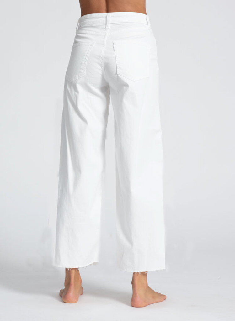 ASKKNY CROP WIDE LEG TWILL IN IVORY