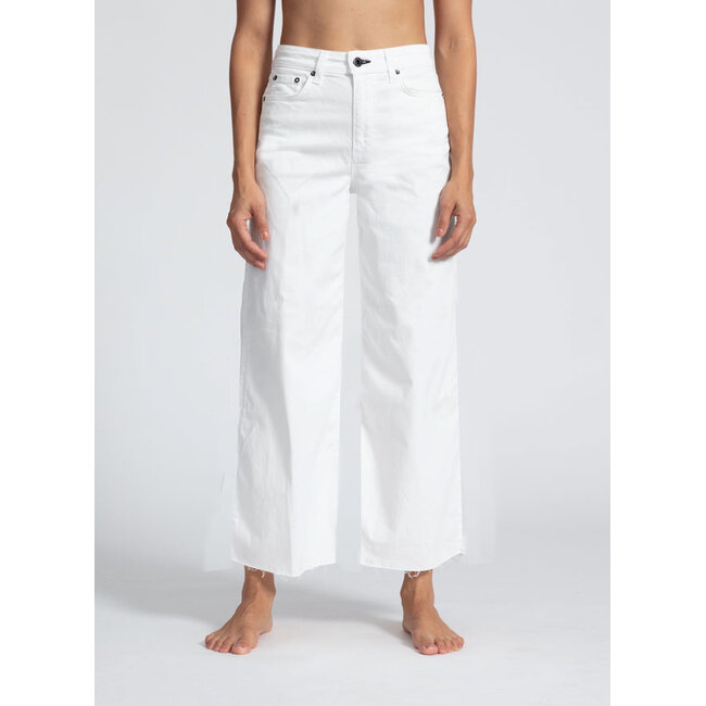 ASKKNY CROP WIDE LEG TWILL IN IVORY