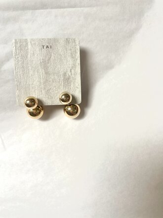 TAI JEWELRY GOLD BRASS JACKET EARRINGS-SIMPLE GOLD BALL POST