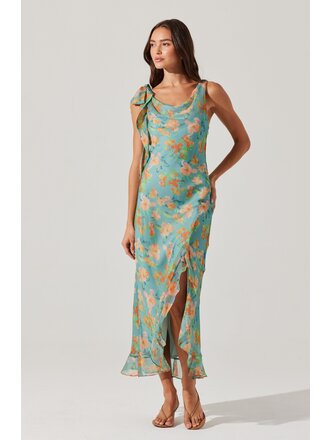 ASTR ISABELLE DRESS IN BLUE ORANGE FLORAL