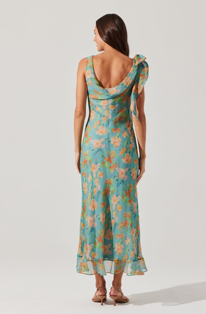 ASTR ISABELLE DRESS IN BLUE ORANGE FLORAL
