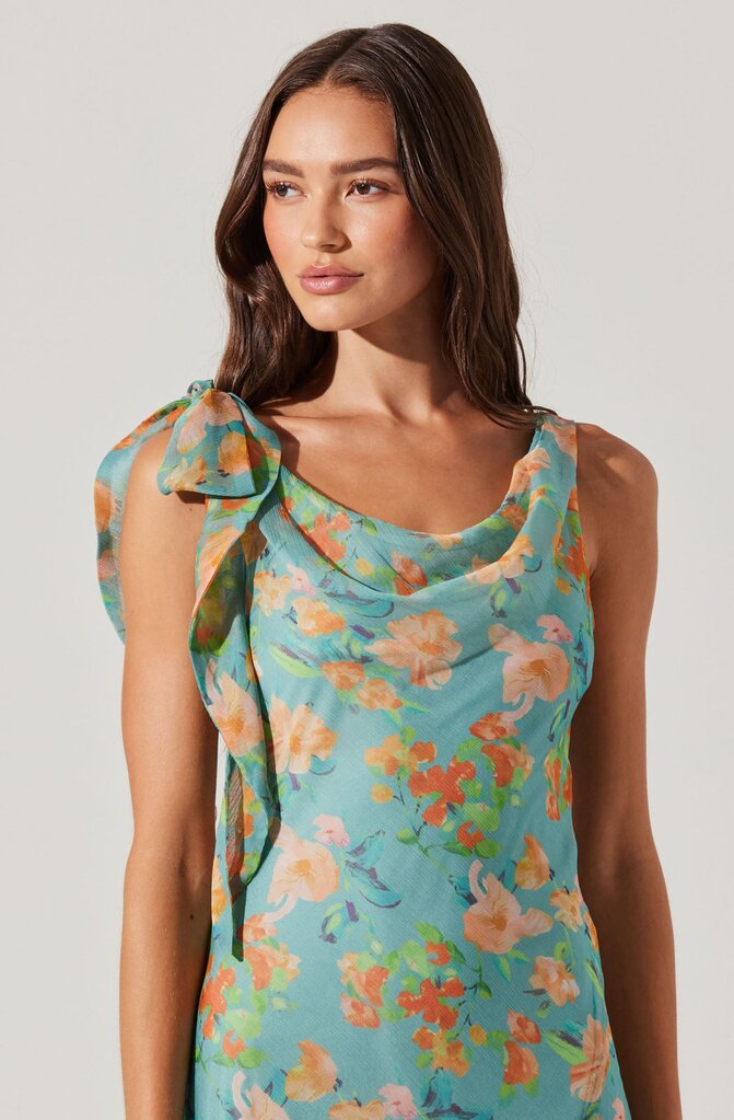 ASTR ISABELLE DRESS IN BLUE ORANGE FLORAL