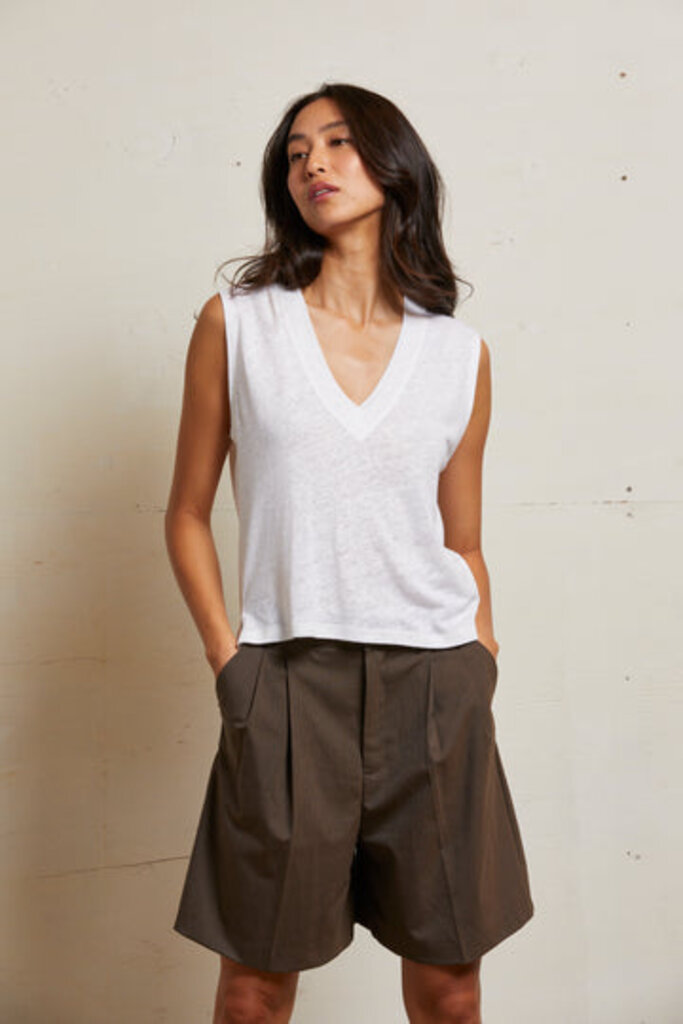 PERFECT WHITE TEE LUCY  V-NECK TANK IN NATURAL