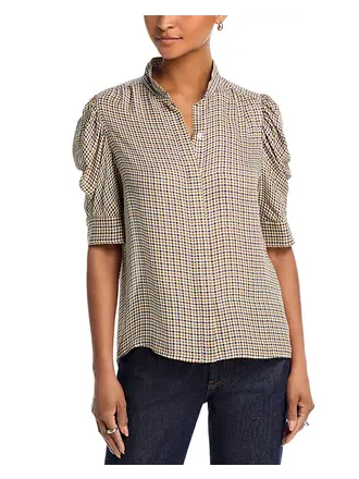 GILLIAN TOP IN HOUNDSTOOTH