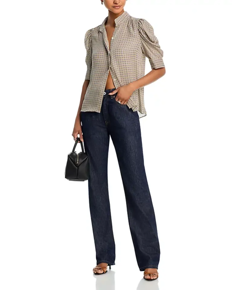 GILLIAN TOP IN HOUNDSTOOTH