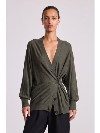 APIECE APART DRIPPY TISSUE CARDIGAN IN OLIVE