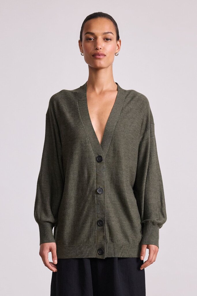 APIECE APART DRIPPY TISSUE CARDIGAN IN OLIVE