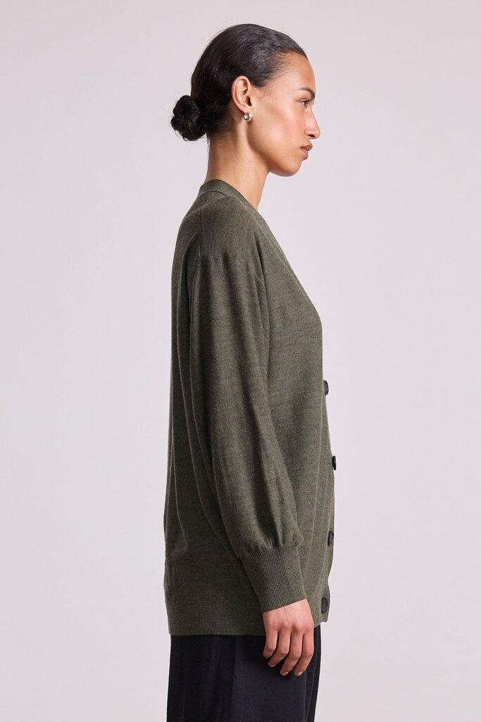 APIECE APART DRIPPY TISSUE CARDIGAN IN OLIVE