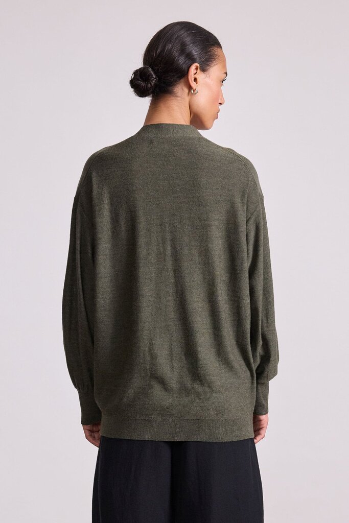 APIECE APART DRIPPY TISSUE CARDIGAN IN OLIVE