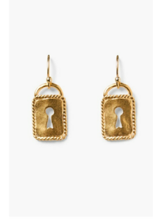 CHAN LUU YELLOW GOLD KEY HOLE EARRINGS