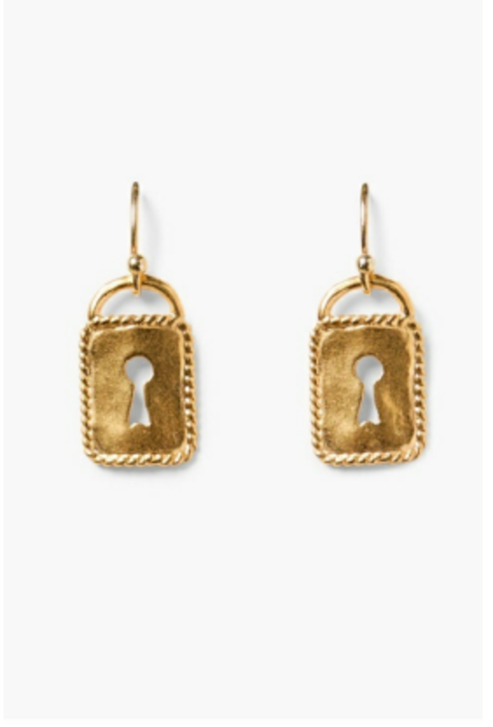 CHAN LUU YELLOW GOLD KEY HOLE EARRINGS