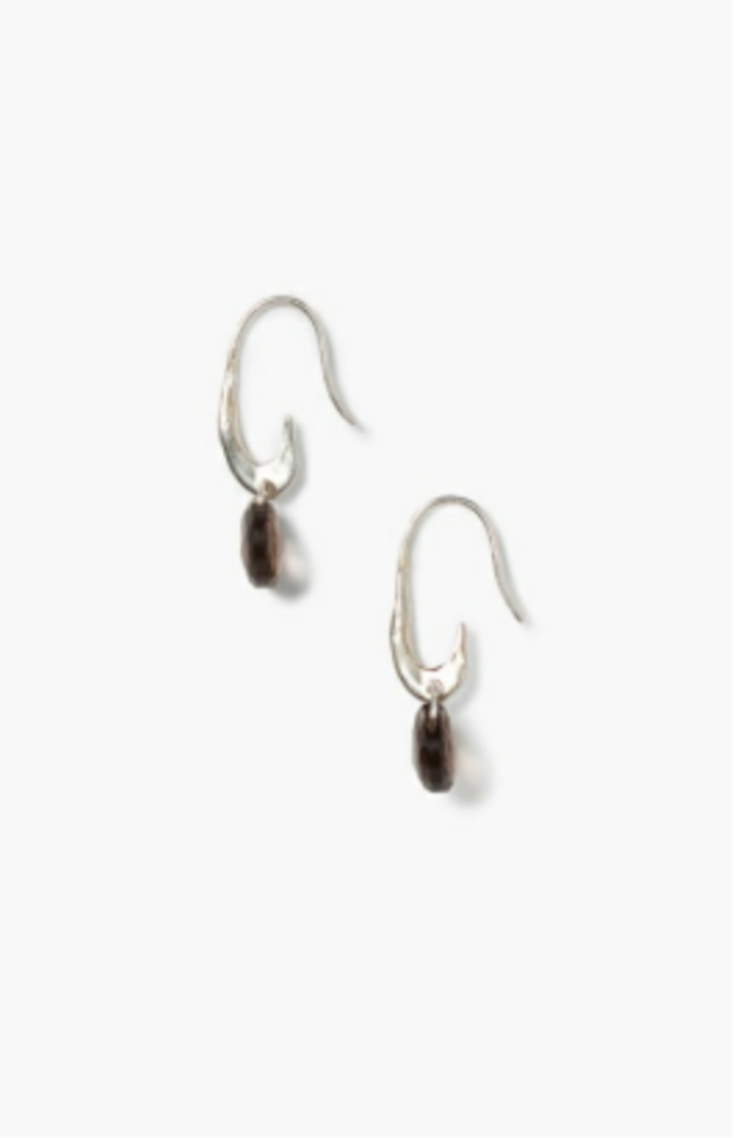 CHAN LUU SILVER SMOKEY QUARTZ EARRINGS