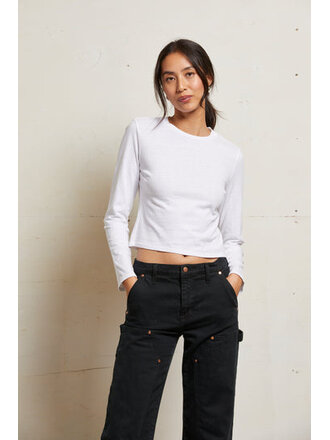 PERFECT WHITE TEE JAMIE COTTON LONG SLEEVE TEE IN WHITE
