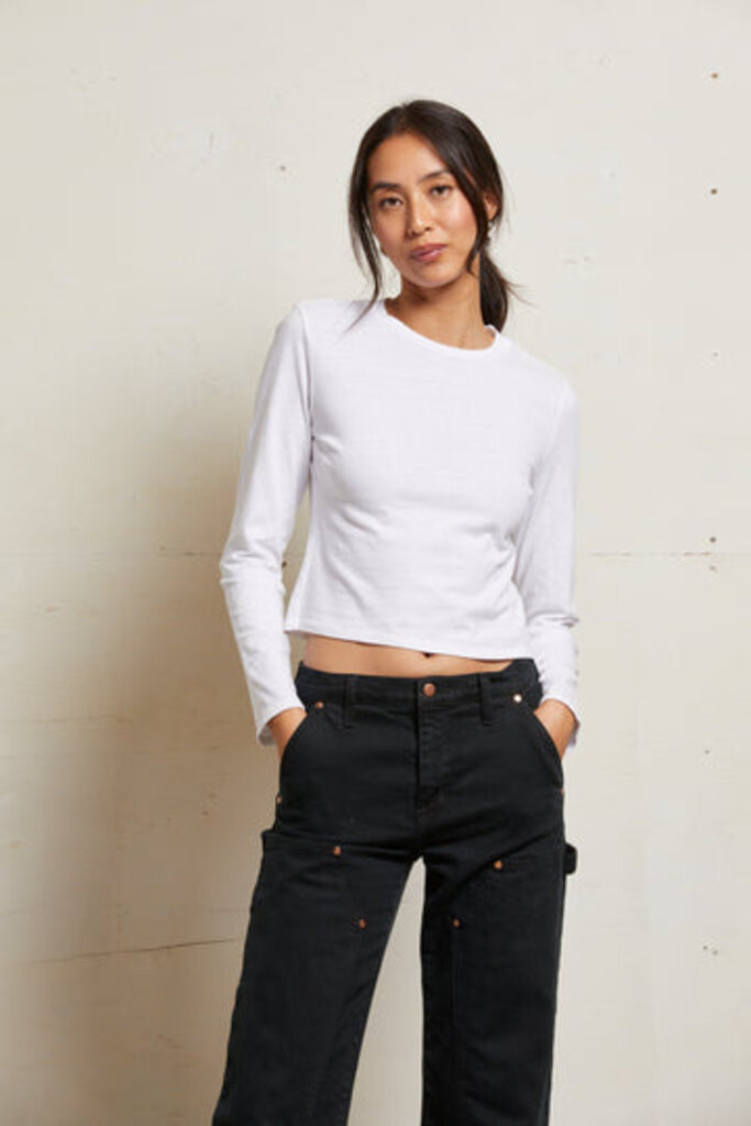 PERFECT WHITE TEE JAMIE COTTON LONG SLEEVE TEE IN WHITE