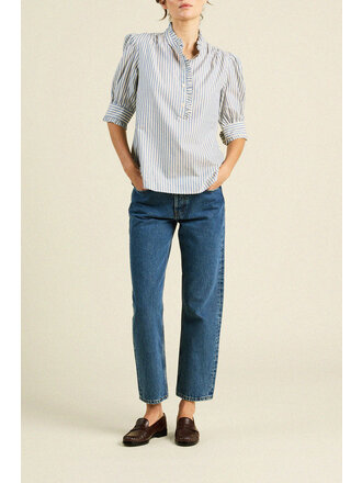 TROVATA NOAH BLOUSE IN OCEANVIEW STRIPE