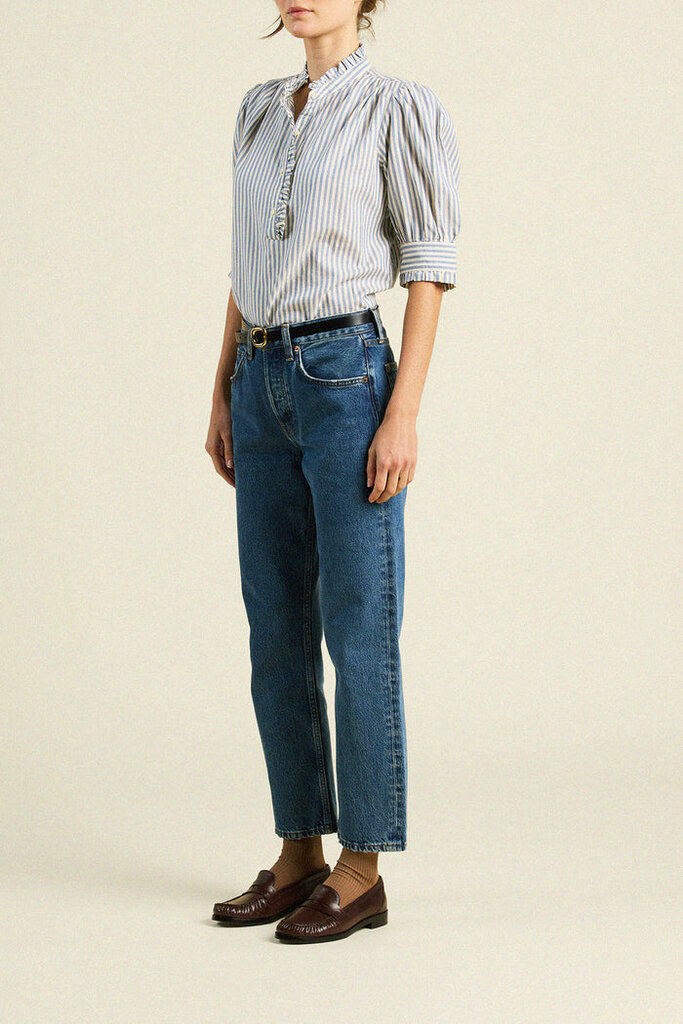 TROVATA NOAH BLOUSE IN OCEANVIEW STRIPE