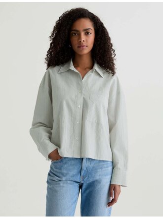 AG KELLAN SHIRT IN STUDIO STRIPE SEA FOG