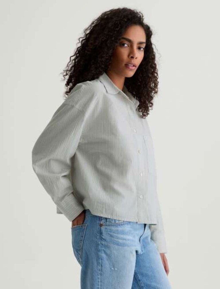 AG KELLAN SHIRT IN STUDIO STRIPE SEA FOG