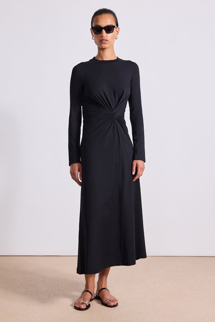 APIECE APART  LONG SLEEVE VOLTA DRESS IN BLACK