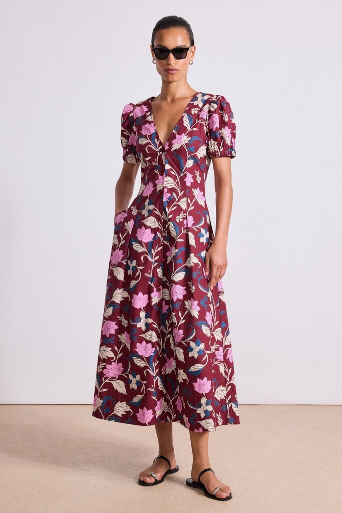APIECE APART DIA MAXI DRESS IN ESSA FLORAL MERLOT