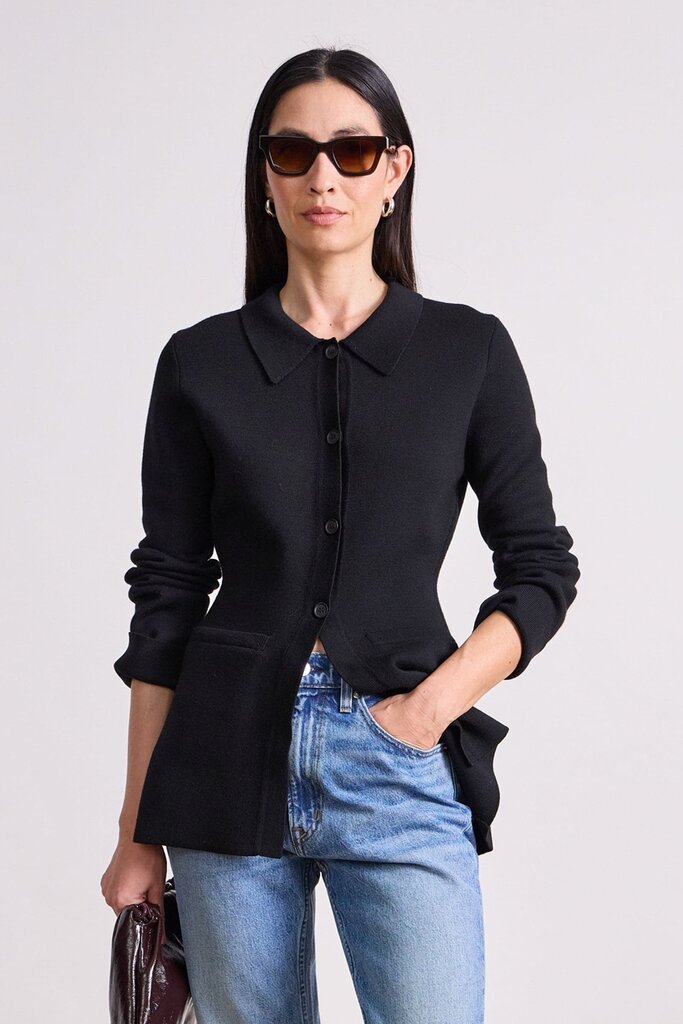 APIECE APART BETTI KNIT CARDI IN BLACK