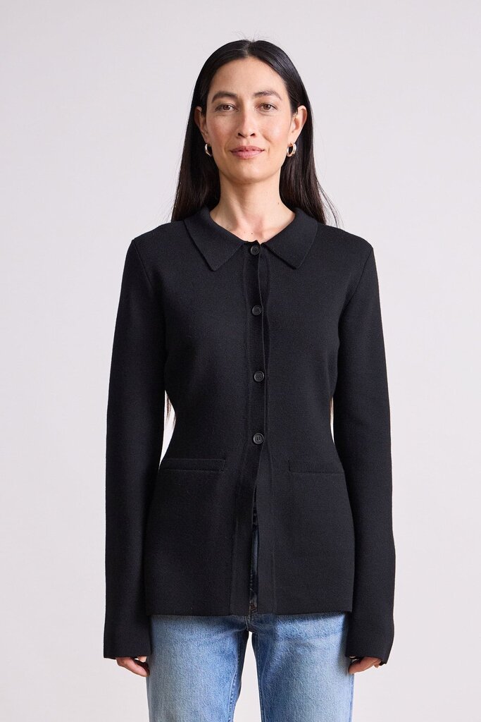 APIECE APART BETTI KNIT CARDI IN BLACK