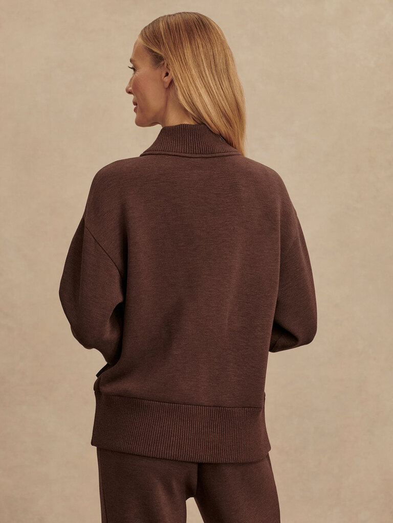 VARLEY SALLY HALF ZIP SWEAT IN COFFEE BEAN MARL