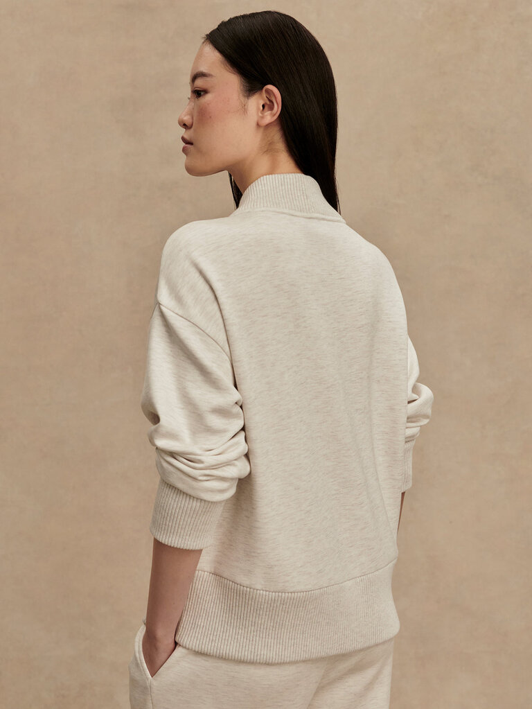 VARLEY SALLY HALF ZIP SWEAT IN IVORY MARL