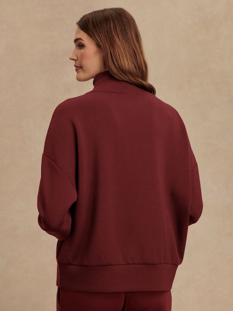 VARLEY HAWLEY HALF ZIP SWEAT SHIRT IN NEW MAROON