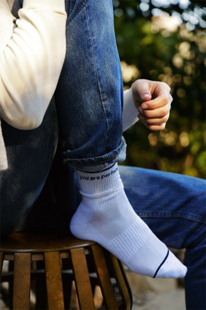 PERFECT WHITE TEE YOU ARE PERFECT SOCKS WHITE